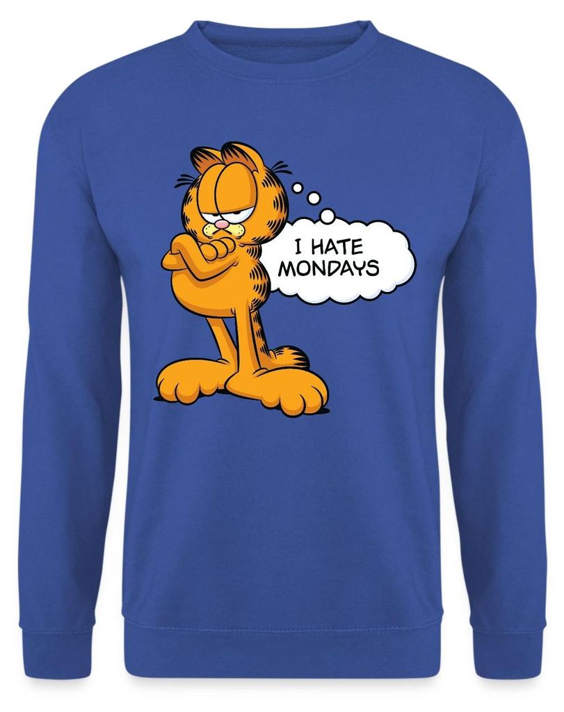 Spreadshirt Garfield Ich Hasse Montage Mondays Montag Uni Pullover, 3XL, Royalblau