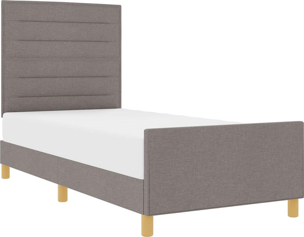 Bettgestell mit Kopfteil Taupe 90 x 190 cm Stoff