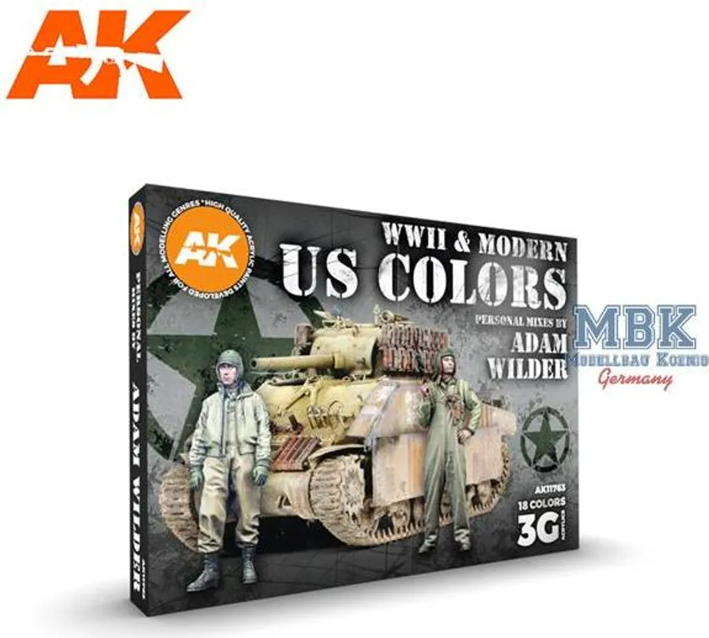 Peinture Maquette AK-11763 Couleurs US Army Seconde Guerre et Modernes