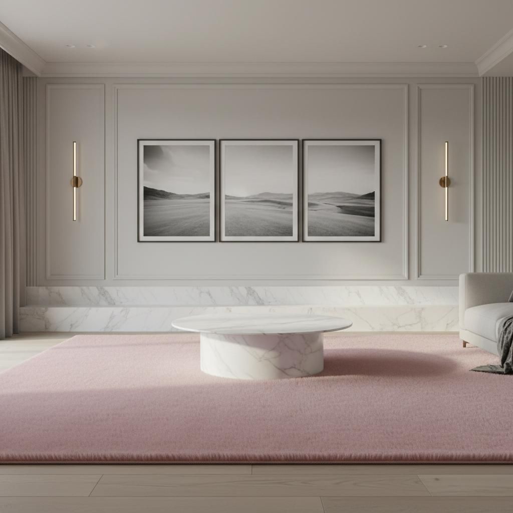 Moderner Teppich Einfarbig Zeitlos Waschbar Strapazierfähig | Rosa 120x170 cm Flur Saugroboter geeignet Gekettelt | NECKAR – Kadima Design