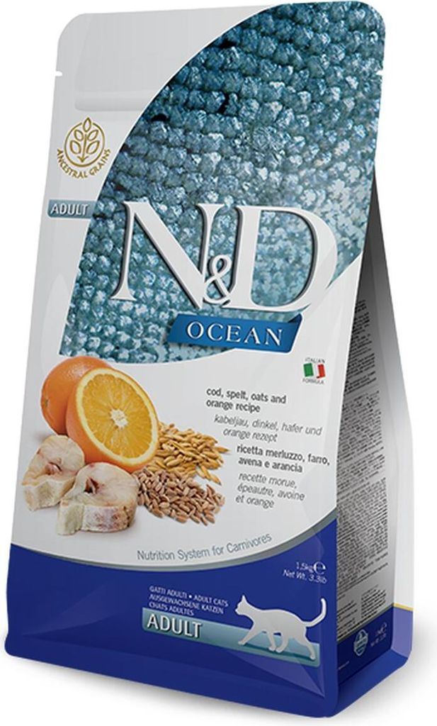 Farmina N&D 1, 5kg Kabeljau, Dinkel, Hafer & Orange Immagine del prodotto 