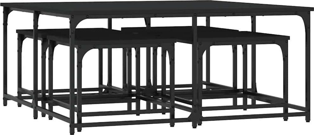 vidaXL Satztische 5 Stk. Schwarz Holzwerkstoff