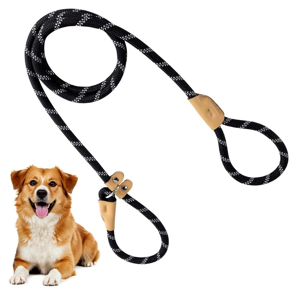 Slip-Leine für Hunde – 1,5 m x 0,8 cm Nylon-Leine mit Schlupfhalsband, langes Trainingsseil für mittelgroße Hunde, robuste Alltags- und Traini...