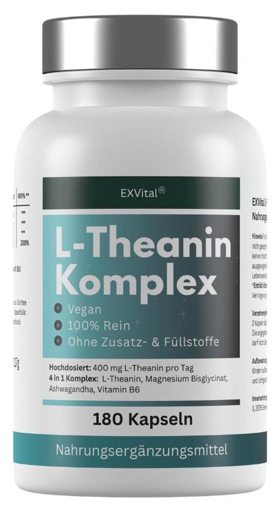 L-Theanin Komplex Kapseln mit Magnesium, Ashwagandha & Produktbild 