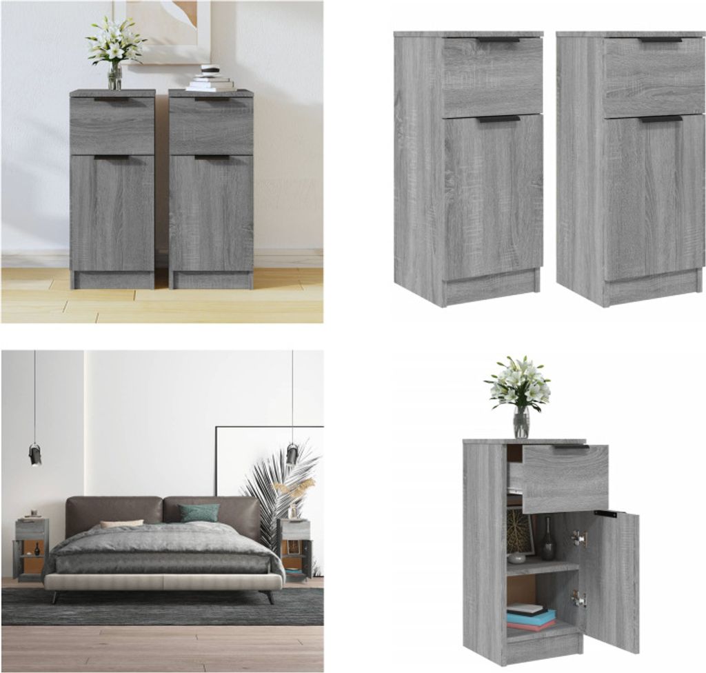 vidaXL Sideboards 2 Stk. Grau Sonoma 30x30x70 cm Holzwerkstoff - Sideboard - Sideboards - Schrank - Lagerschrank