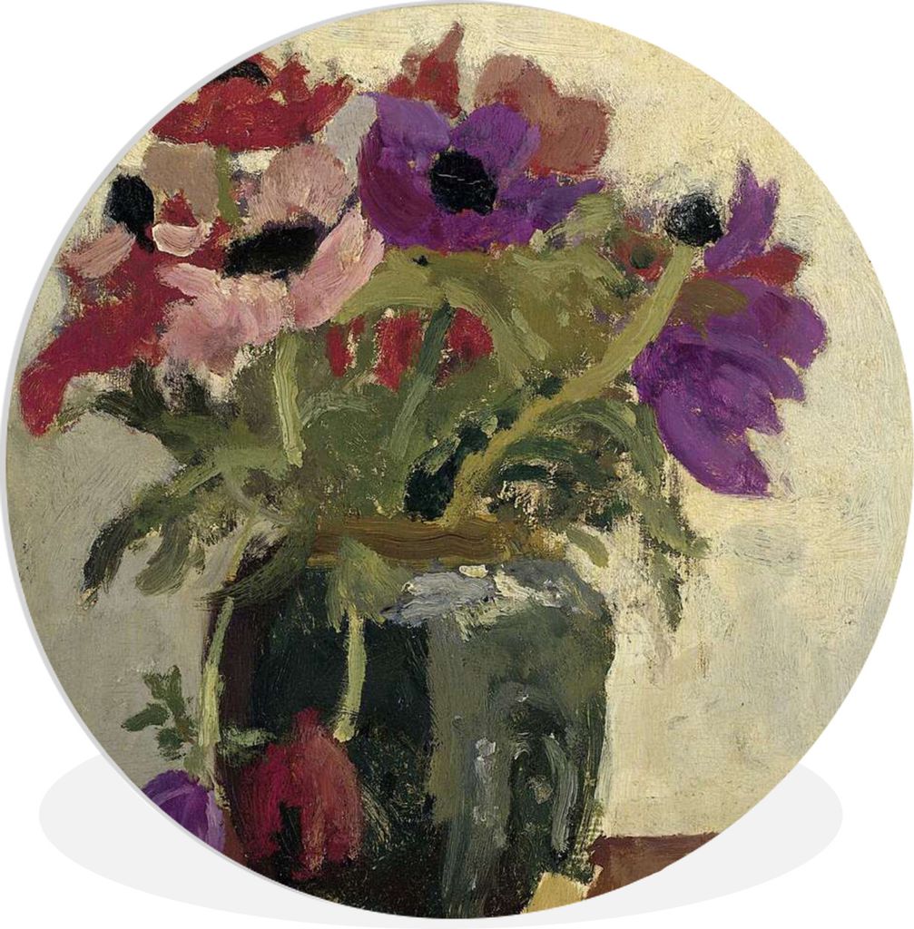 MuchoWow Rundes Wandbild - Runde Bilder Ingwerglas mit Anemonen - Georg Hendrik Breitner Ø 90 cm Kreis Wanddekoration Kunststoff - Wandkreis - W...
