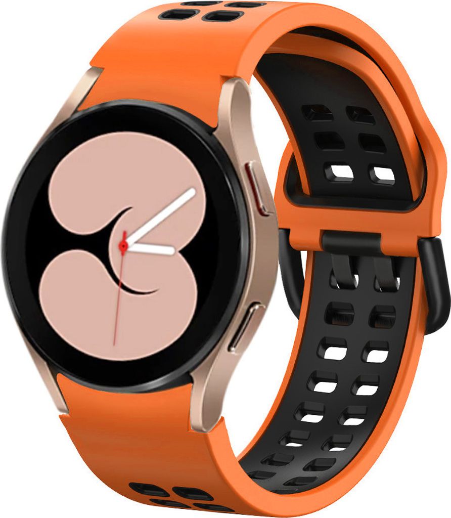 Strap-it Samsung Galaxy Watch 4 44mm Sport Square Armband (Orange/Schwarz)