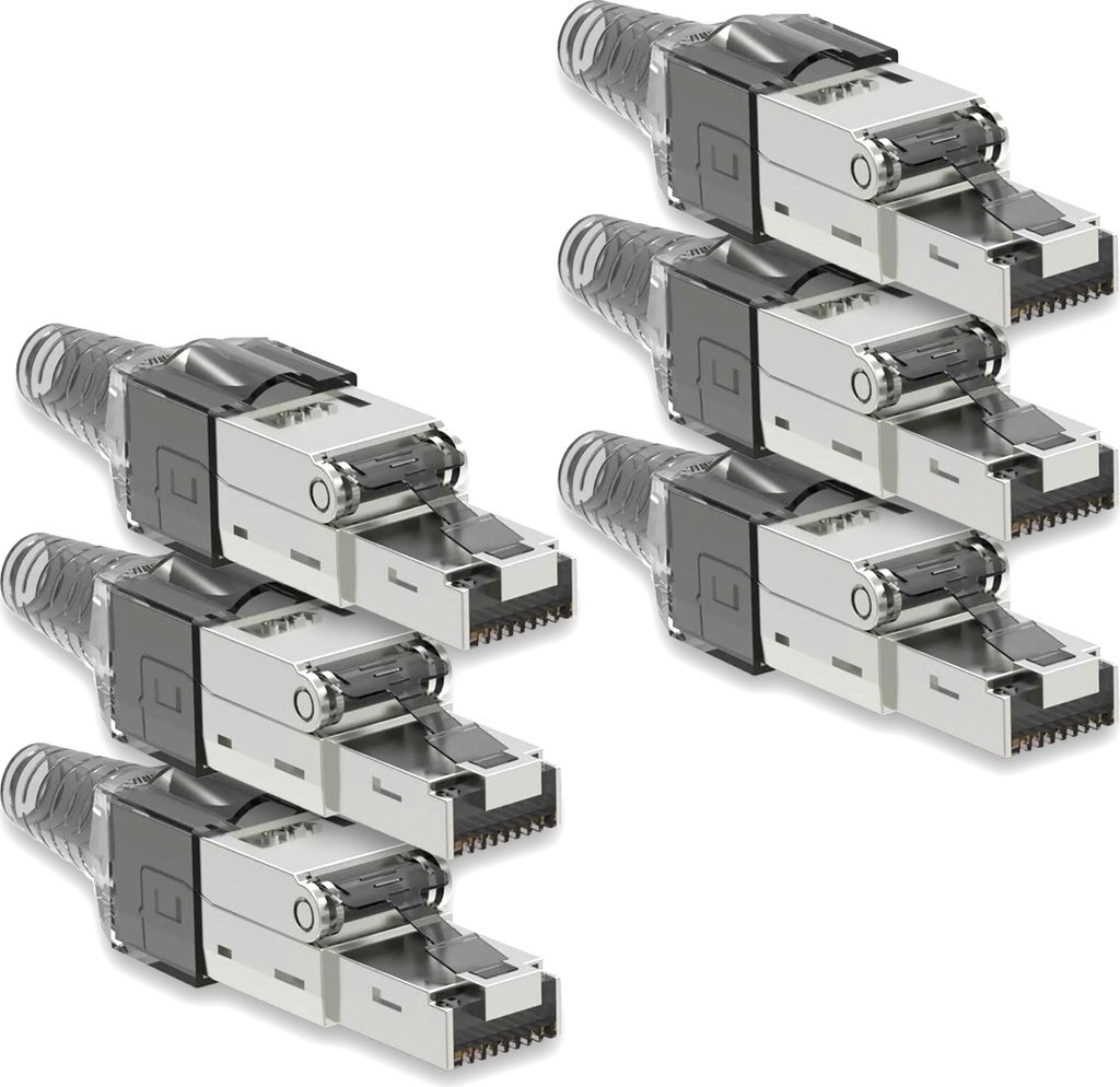 Netzwerkstecker Cat7 CAT 7 RJ45 Stecker 6x Steckverbinder werkzeuglos geschirmt