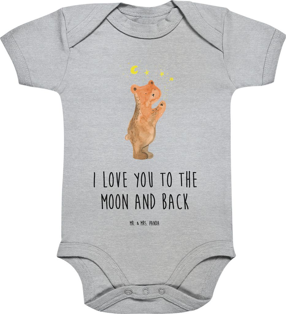Mr. & Mrs. Panda Babybody Verliebter Bär 3. - 6. Monat - Heather Grey - Geschenk, Spruch, Strampler, Baby, Babystrampler, overall, Verliebte, baby...