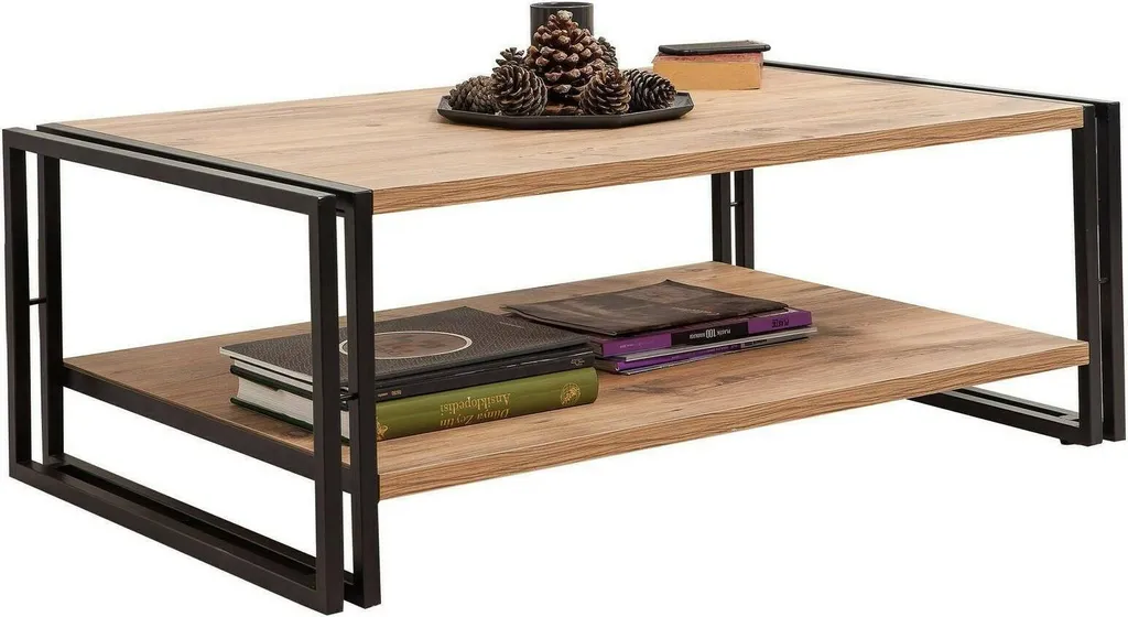 Table de Salon Rectangulaire Gioacchina avec Étagère de Rangement Chic