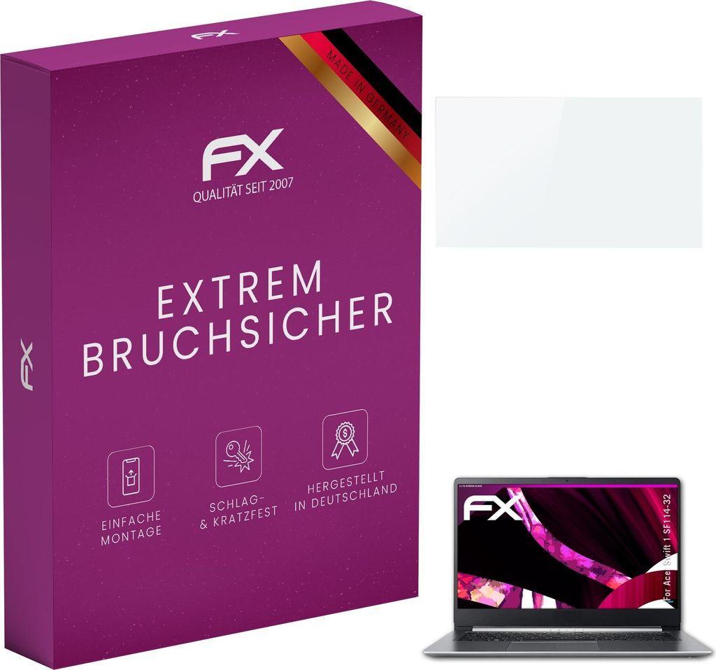 atFoliX FX-Hybrid-Glass Displayfolie kompatibel mit Acer Swift 1 (SF114-32) Glasfolie