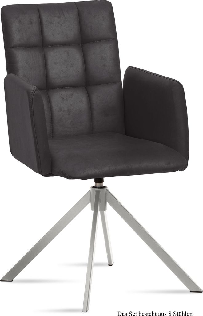 Armlehnstuhl drehbar (8er-Set) Drusie 52x91x60 Edelstahl/Anthrazit
