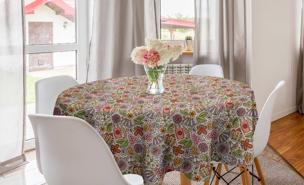 Tovaglia Primavera Rotonda 150 cm ABAKUHAUS: Antimacchia e Colorata