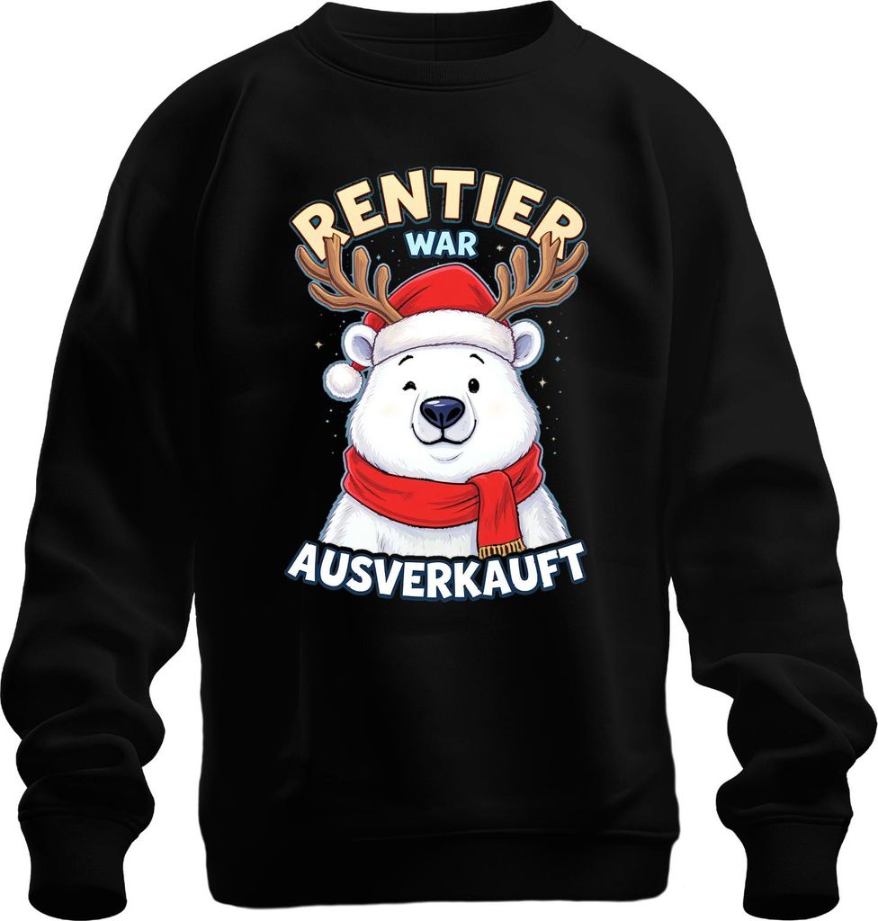 Rentier war t Eisbär mit Geweih Weihnachten Lustig Uni Sweatshirt Pullover, Schwarz, XL