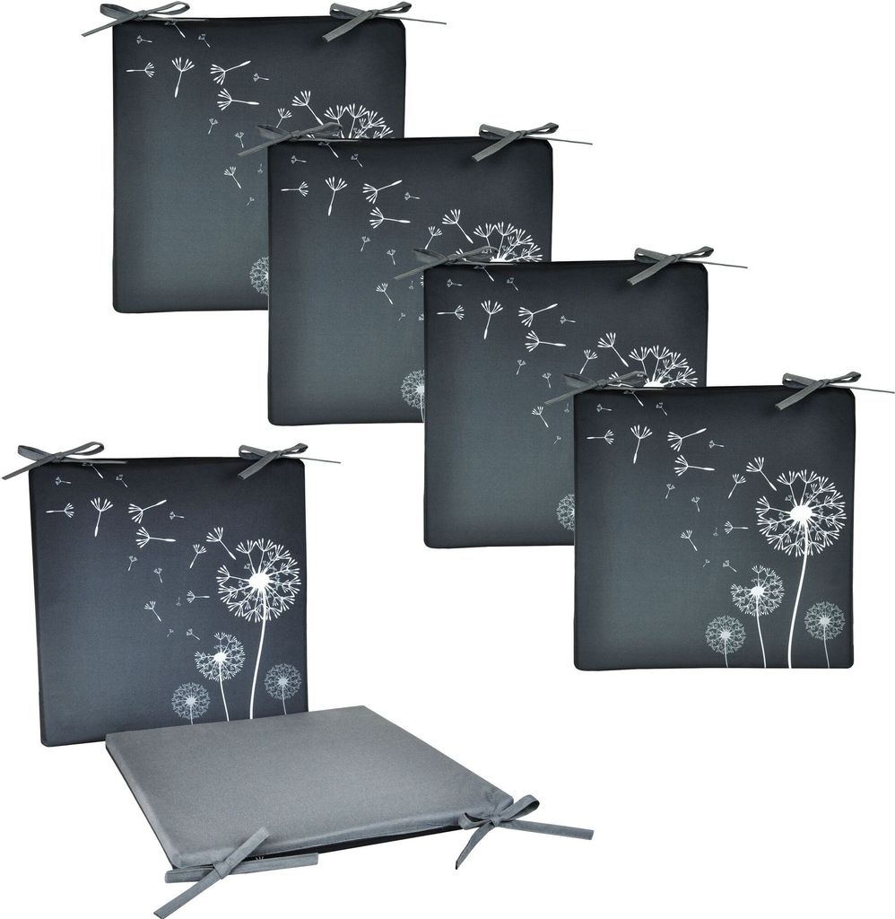 JACK 4x Motiv Outdoor Wende Stuhlkissen 40x40 cm Lounge Kissen Wasserfest Sitzkissen Garten Lotus Effekt, Farbe:Blütenmeer