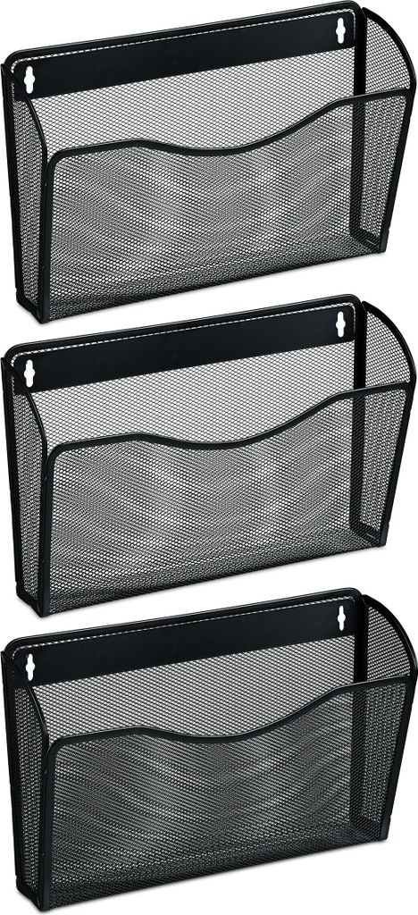 Relaxdays Zeitschriftenhalter Wand, 3er Set, A4, Eisen, Produktbild 