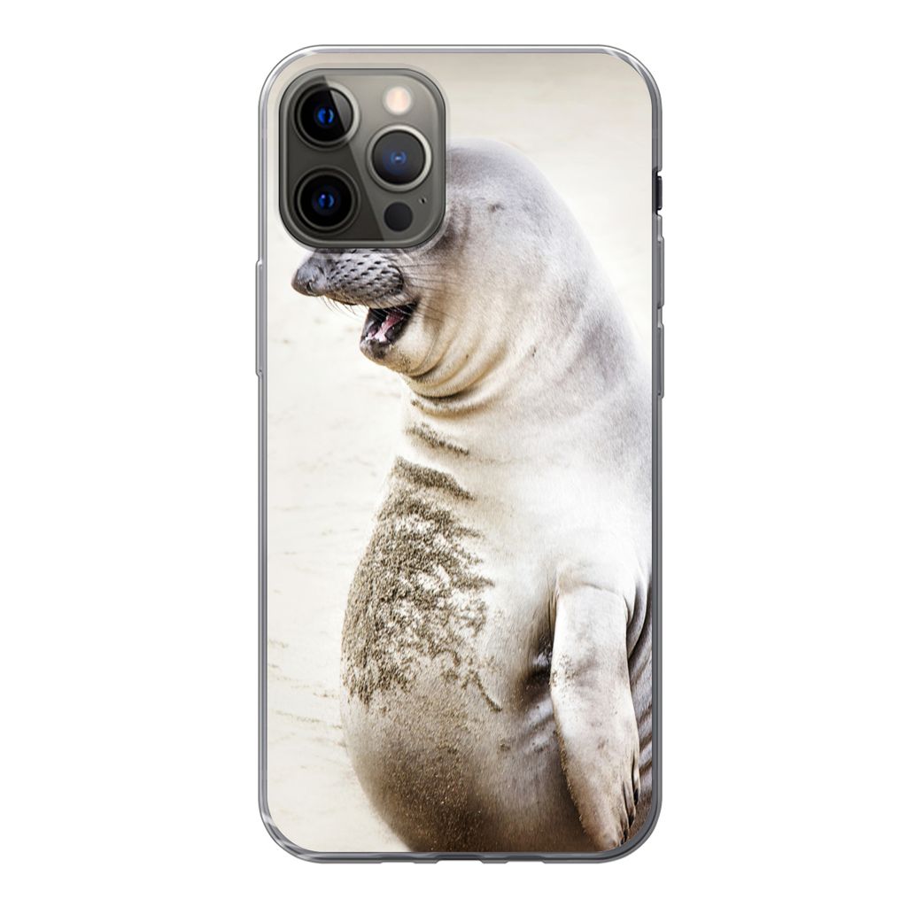 MuchoWow Handyhülle Schutzhülle Hülle für iPhone 13 Pro Seeelefant - Lustig - Lachen - Kinder - Jungen - Mädchen - Kinder Silikon Softcase H...