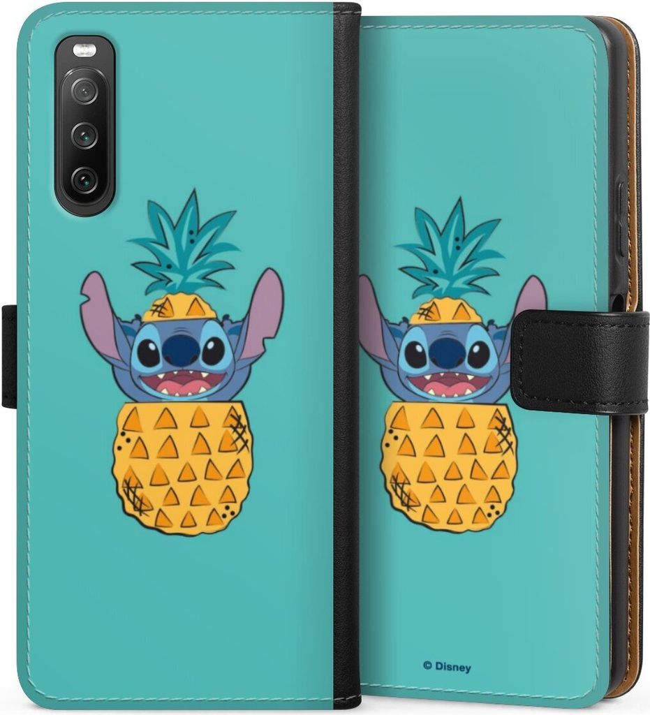 DeinDesign Klapphülle für Sony Xperia 10 IV Handytasche Lederhülle Tasche Ananas Disney Lilo & Stitch