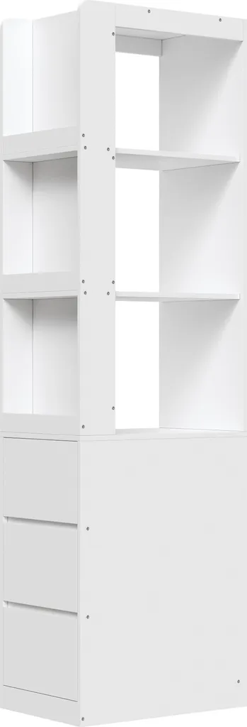 Bibliothèque pour petit espace, meuble colonne blanc 200cm multi-usage - 7