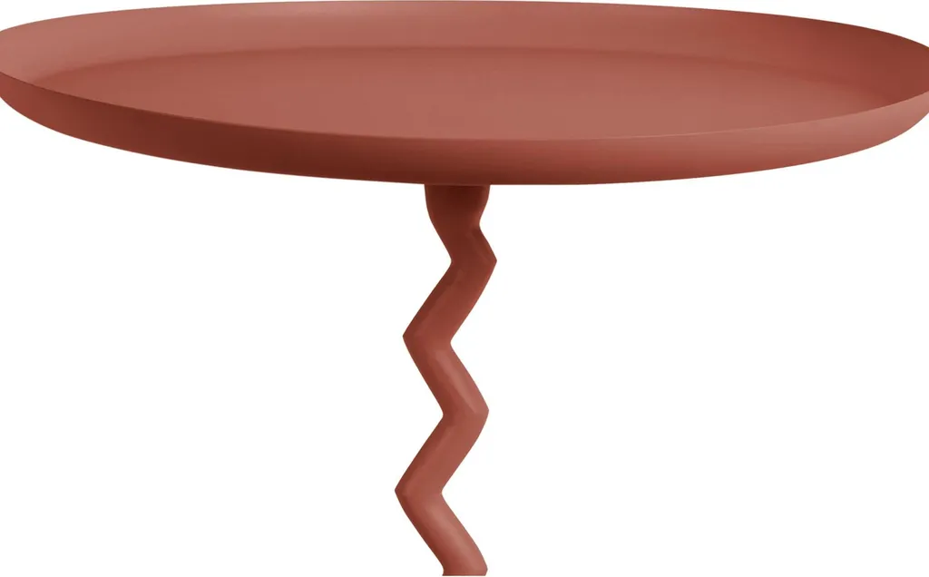 Petit guéridon design Zig Zag ocre rouge 40cm Leitmotiv table basse