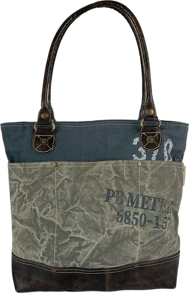 Sac de cours et bureau Sunsa Vintage en toile robuste et anses en cuir
