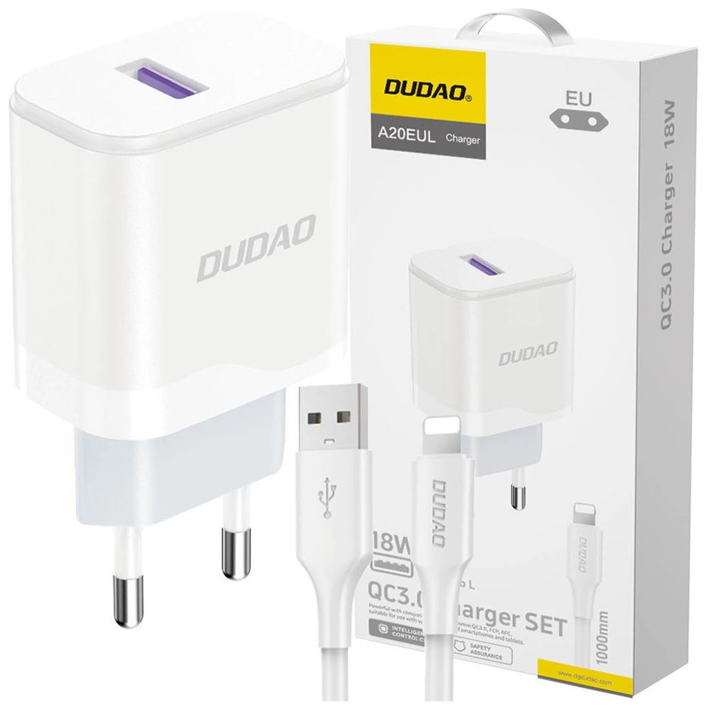 Dudao A20EU Wandladegert  Wei - 1m Ladekabel  Ladegert-Set Produktbild 