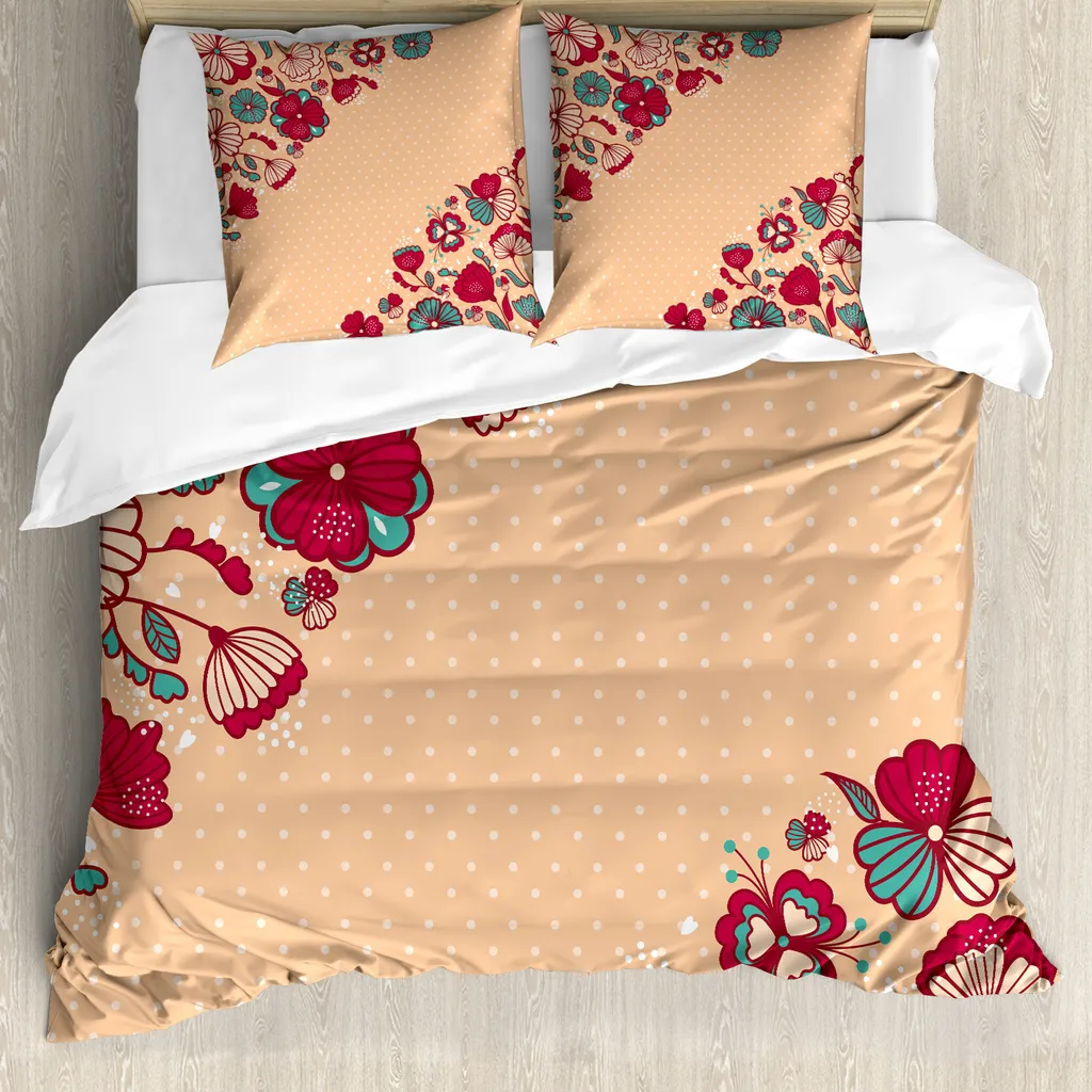 Set Letto Anti-Allergico ABAKUHAUS 155x220cm Verde e Rubino Vintage