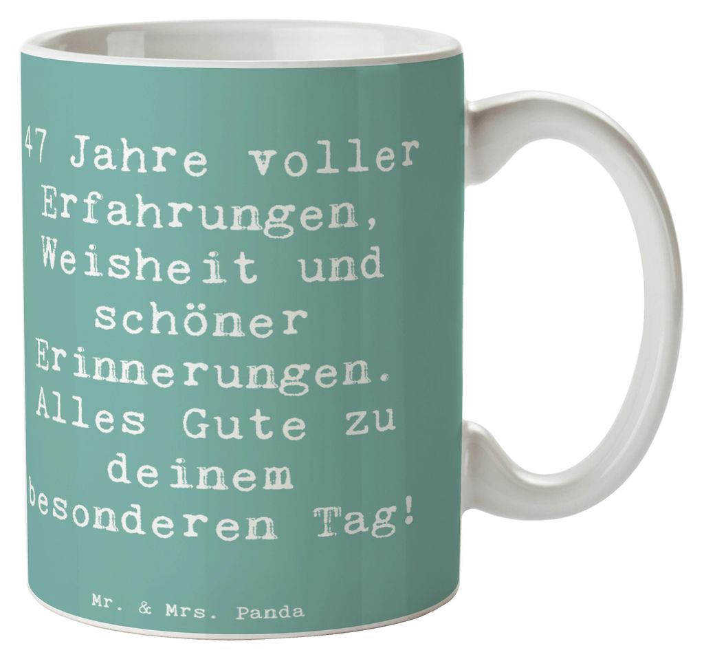 Mr. & Mrs. Panda cappuccinotasse Spruch 47. Geburtstag - Meeresbrise - Geschenk, Erfahrungen, Weisheit, Kaffeebecher, Teebecher, Glück, Tasse mit,...