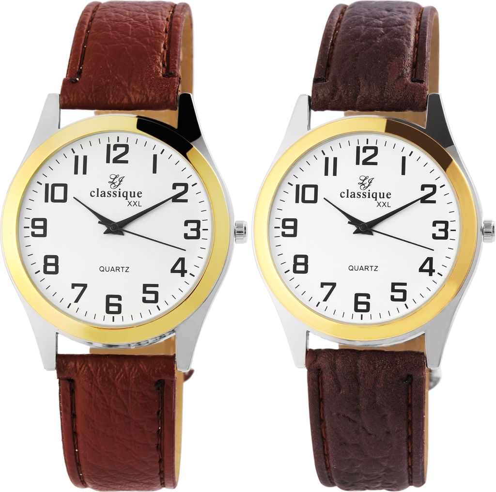 Two identical wristwatches are displayed side-by-side against a white background.
