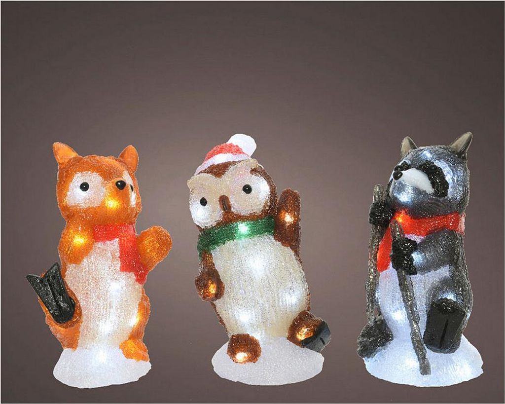 Acryl Tierfiguren mit LED für den Außenbereich 13x10x24cm, passende Modelle mit 20 LEDs