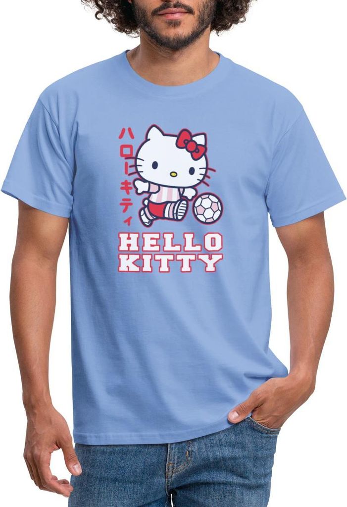 Spreadshirt Hello Kitty Spielt Fussball Sport Männer T-Shirt, S, Carolina Blue