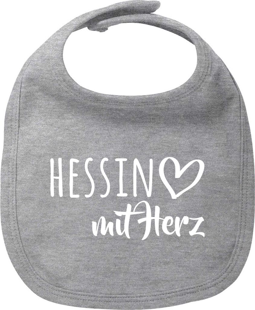 Huuraa Baby Lätzchen Hessin mit Herz Heather Grey Klettverschluss Baumwolle Latz Geschenkidee