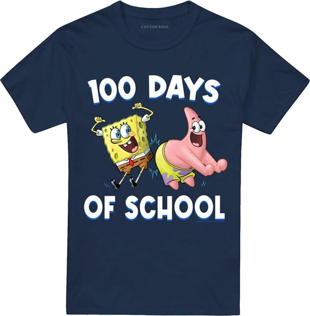SpongeBob SquarePants - "100 Days Of School" T-Shirt für Herren/Damen Uni TV26892 (XXL) (Marine)