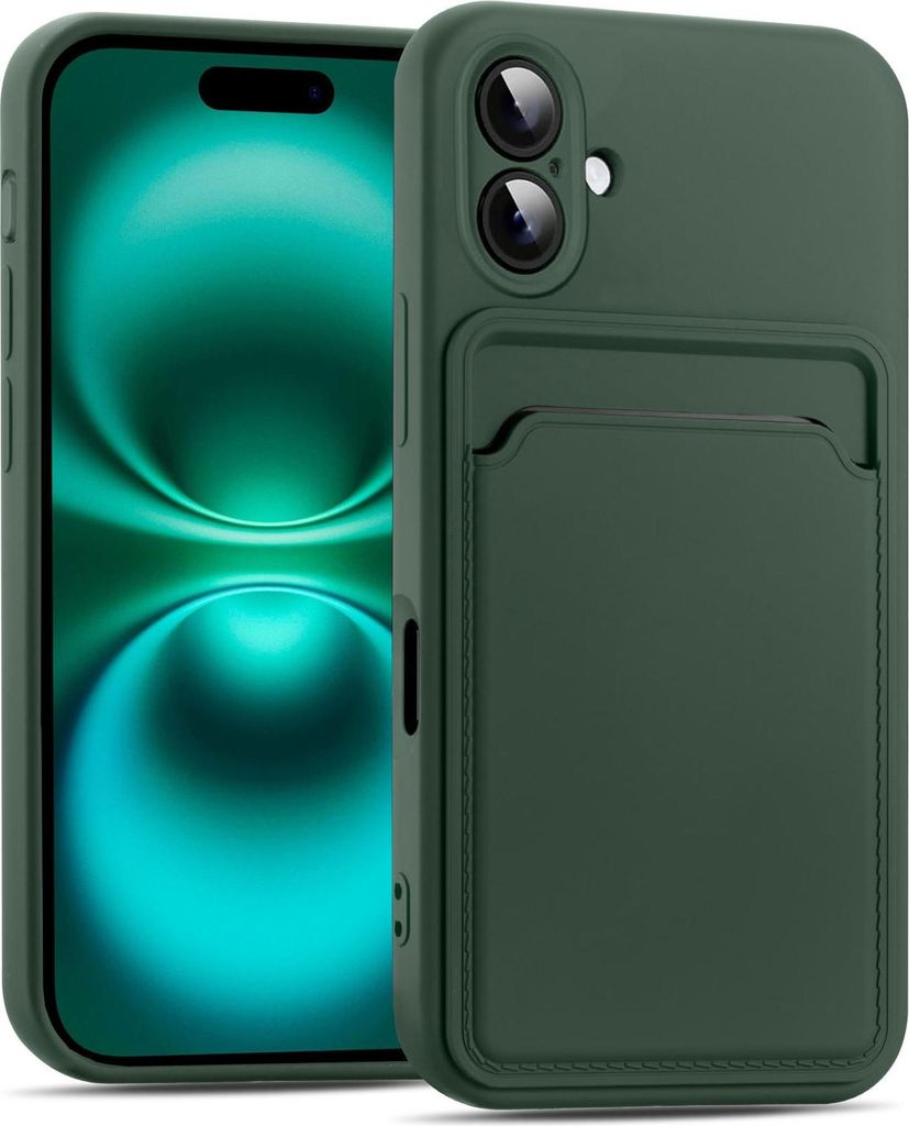 Handyhülle für iPhone 16 Plus Hülle Silikon Case Schutzhülle mit Kartenfach Slim Cover, Grün