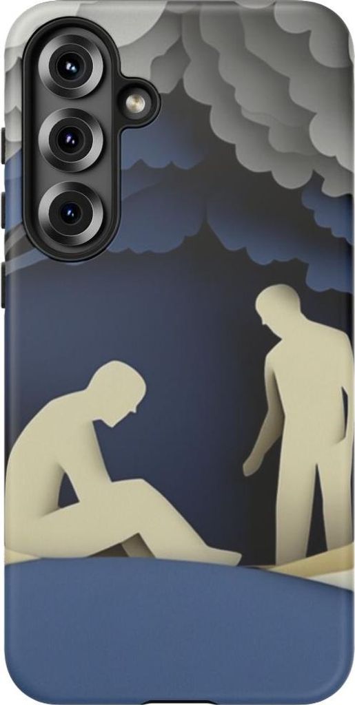 Zwei Männer im Wald als Scherenschnitt – Hülle Kompatibel mit Galaxy S25 Plus