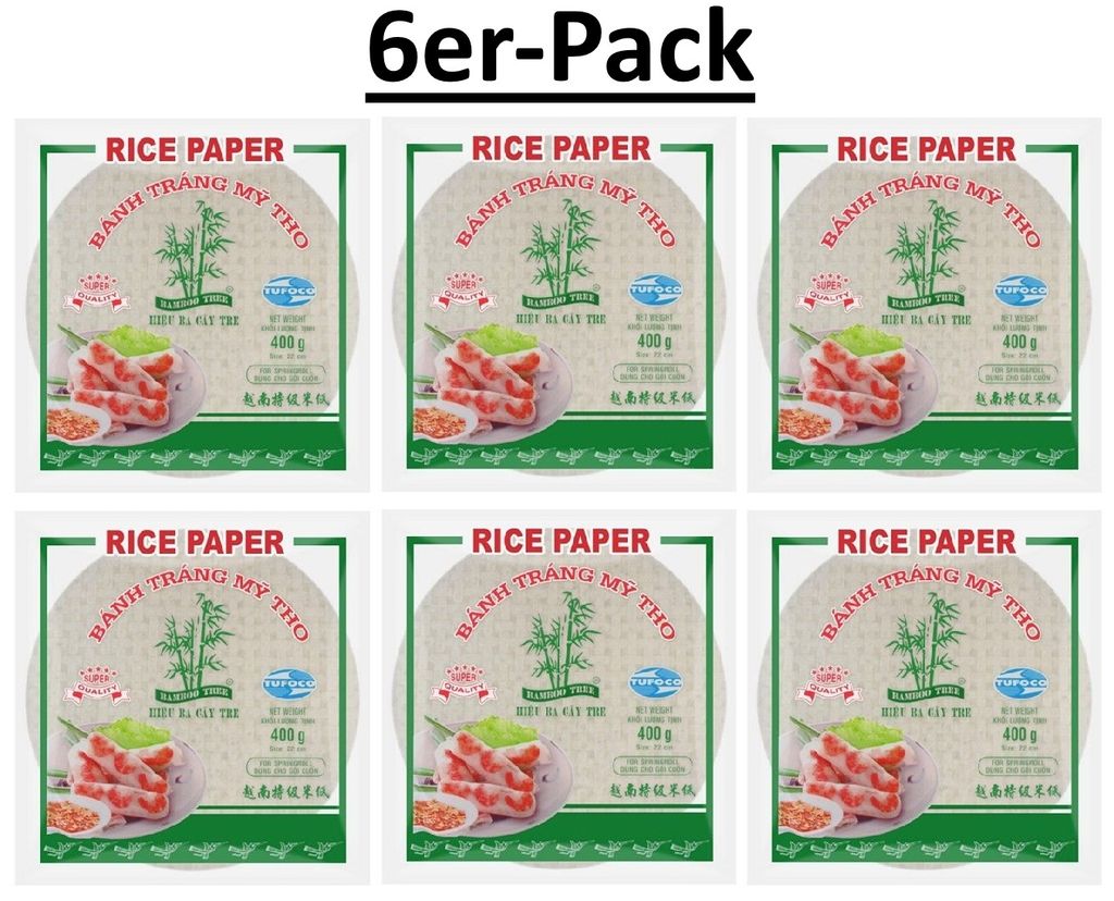 6er-Pack BAMBOO TREE Reispapier Rund 22 cm, 400 g