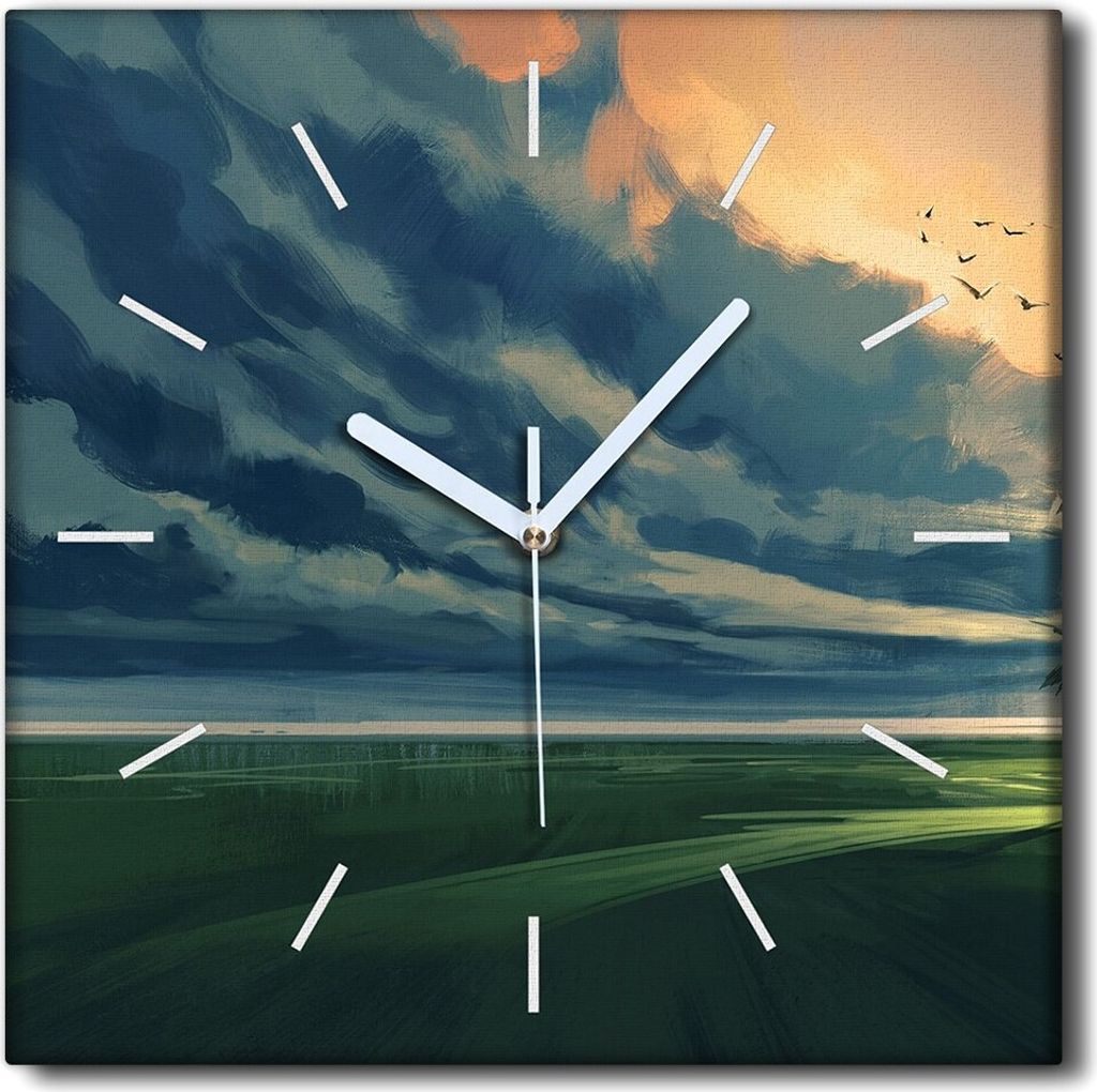 Coloray Uhr auf Leinwand 30x30 cm Wand Uhr Dekoration Wohnzimmer Segeltuch weiße Zeiger -Ein Mann mit einem Regenschirm