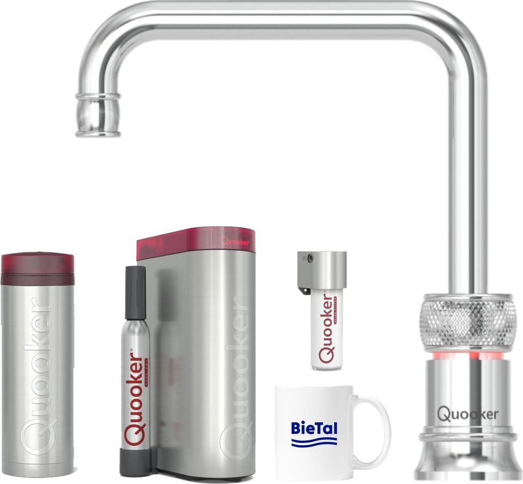 Quooker Classic Nordic Square single tap verchromt glänzend PRO3 CUBE + Filter