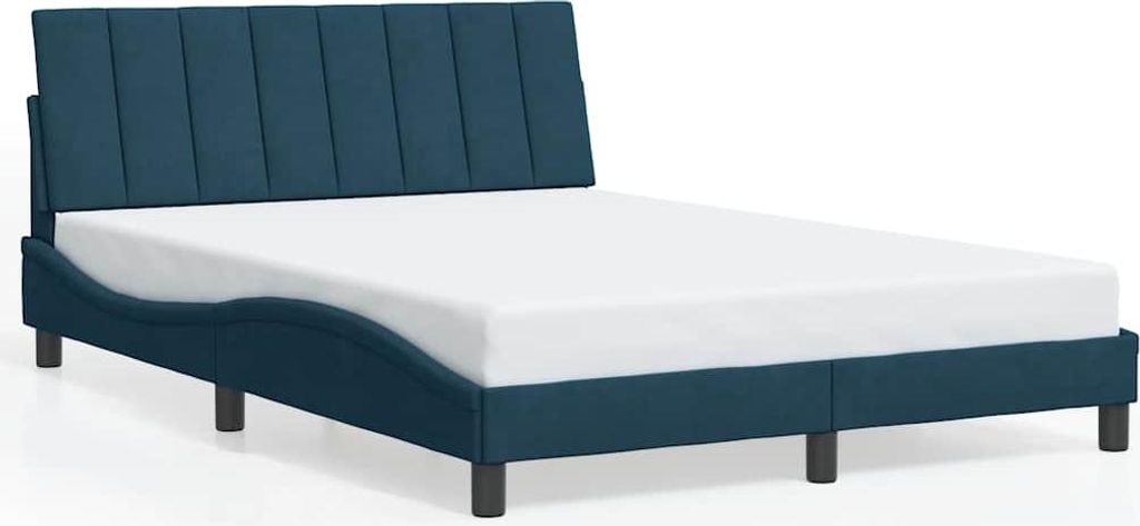 vidaXL Bettgestell ohne Matratze "Hanko" Blau 140x200 cm Samt