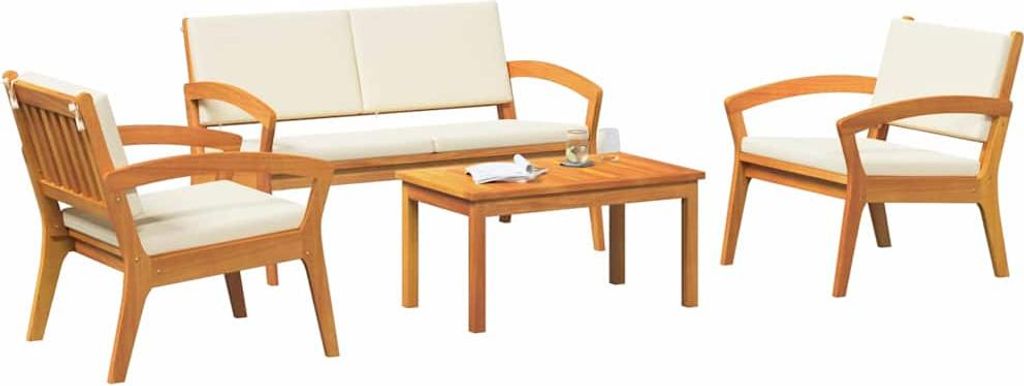 Bistrogarnitur mit Kissen 4 pcs Braun Polyester