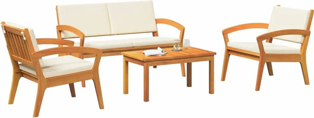 Salon de balcon en polyester marron résistant aux UV avec 4 pièces