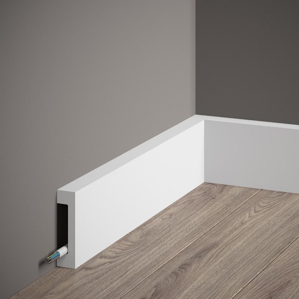 PROVISTON | Sockelleiste | 17 x 80 x 2000 mm | Satin Weiß | Fußleiste | Mit Kabelkanal | Modern | Hochwertig | Robust | Langlebig | 1 Stück
