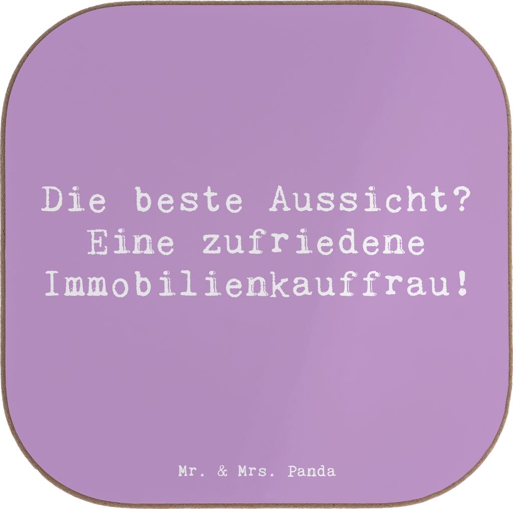 Mr. & Mrs. Panda Tassen Untersetzer Spruch Immobilienkauffrau Freude - Lavendeltraum - Geschenk, Tischuntersetzer, Immobilienbewertung, Glas, Beruf...