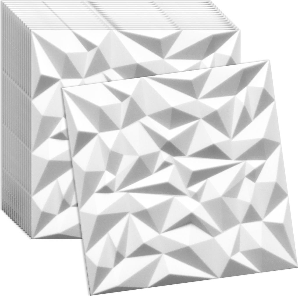 Verdico | 3D Wandpaneel Polystyrol - 50x50 cm - Weiß - Modernes Design - 16 Stück für kreative Raumgestaltung, Wand- & Deckenverkleidung