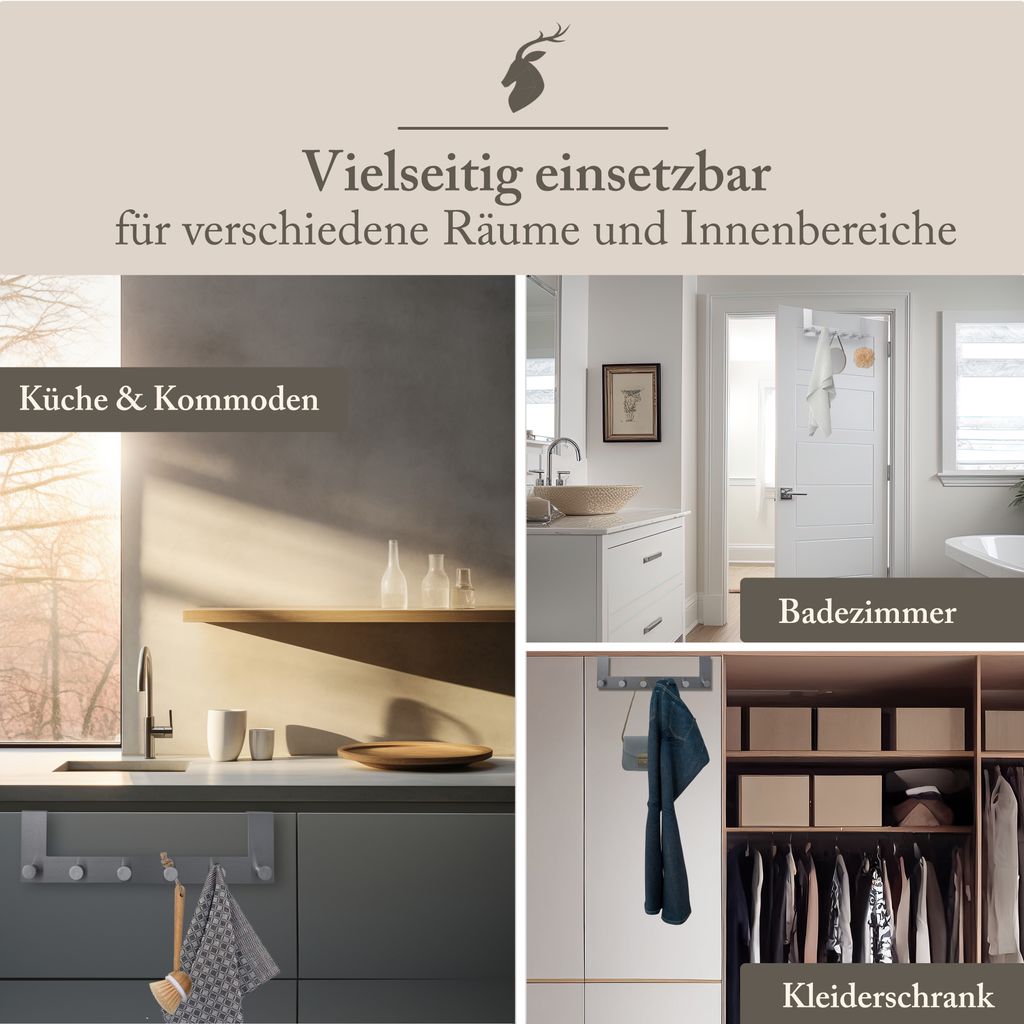 Türgarderobe Edelstahl mit 6 Haken Produktbild 4