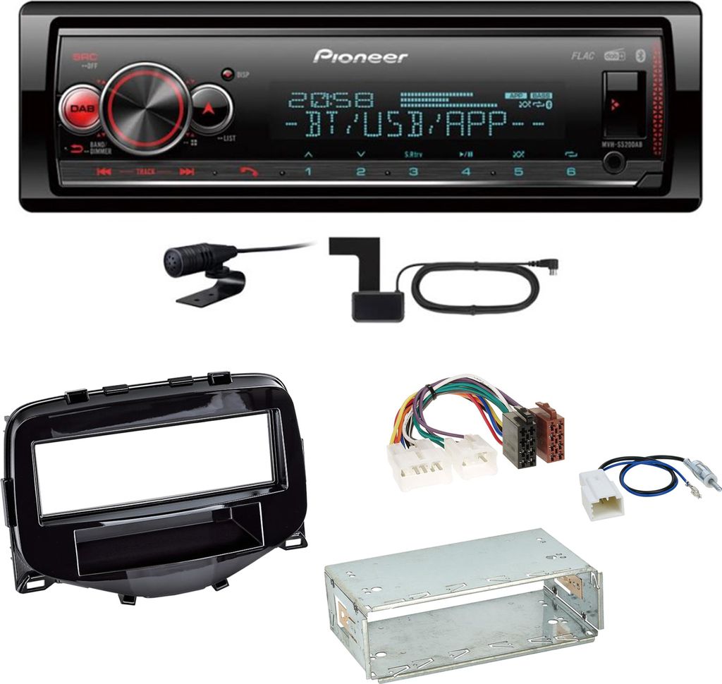 Pioneer MVH-S520DAB Digitalradio Einbauset Toyota Aygo Citroen C1 Peugeot 108
