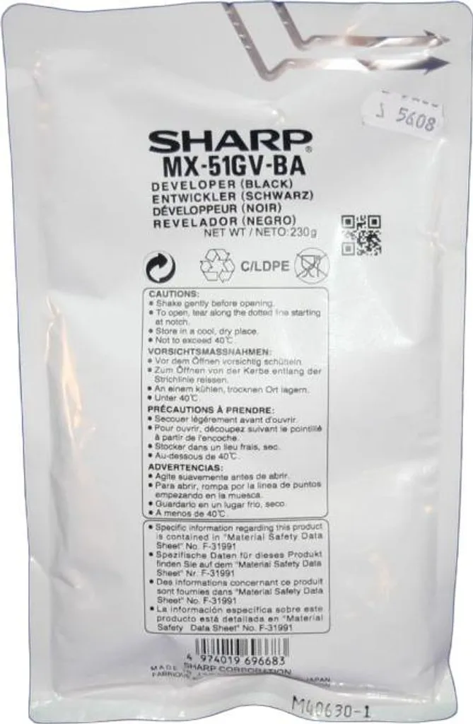 Développeur Noir Sharp MX-51GVBA pour Imprimante Laser Haute Précision