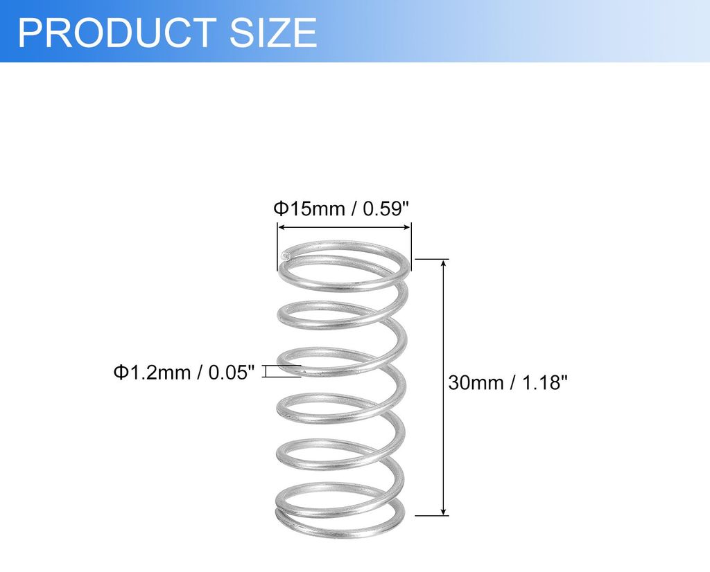 2 Stš¹ck Druckfedern, Edelstahl Spiralfedern, 1,2 mm Draht Dia. x 15 mm Au?en Dia. x 30 mm L?nge Verl?ngerungsfeder Kugelschreiber Druckfedern f...