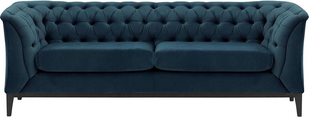 2,5-Sitzer Sofa Chesterfield Modern Wood-Velluto 11-schwarz