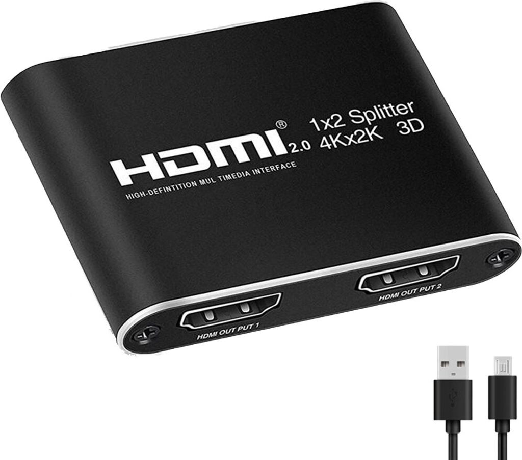 INF HDMI-Splitter 1x2, HDMI Verstärker, Verlängerung, 3D Produktbild 